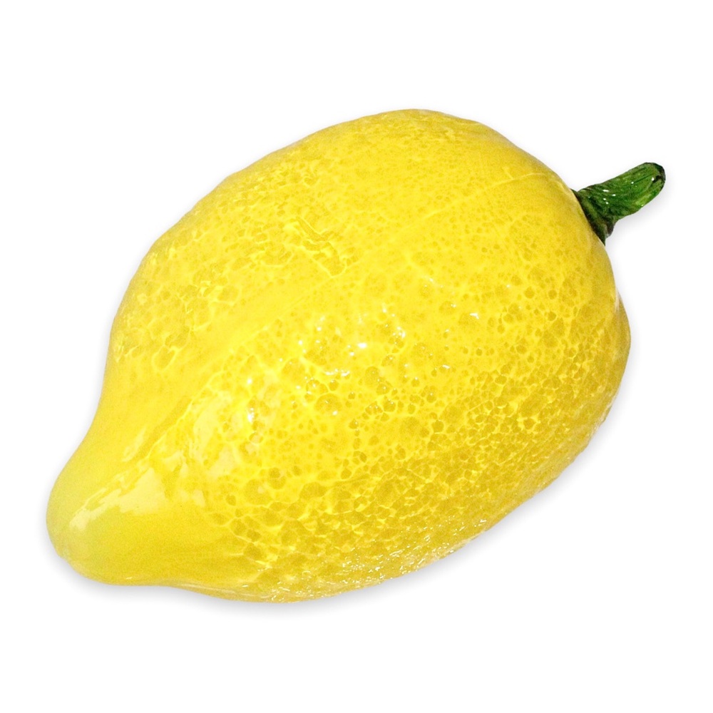 Vintage Art Glass Lemon Figurine Murano Style Realistic Citrus Fruit Statuette